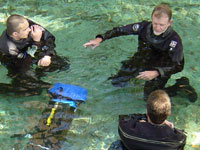 Mark, Michi in water with Larry