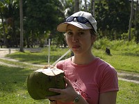  Lynn drinks from a coconut (they expected us to do it, but it didn't taste very nice)