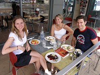  Enjoying a relaxing breakfast with Anthony and Sophie downstairs from their apartment in Annandale