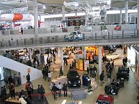  A Toyota showroom. Cars can be test driven around tracks suspended through the building.