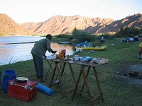  First campsite, preparing breakfast