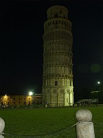  The famous leaning tower of Pisa by night.