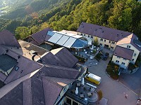  View from the observation tower, looking down to the restaurant below.