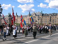  May 17 is the Norwegian national day. Even though we were not actually in Norwary, seemingly thousands of people were parading around in traditional costumes, waving giant flags and yelling 