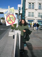  Bush dropped into town for a fundraising drive for the 2004 campain. We couldn't resist the chance to join the protesters...