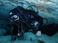  Irene on deco in the cavern zone of the Devil's Eye, Ginnie Springs