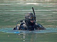  Mark waits at the surface before the dive.